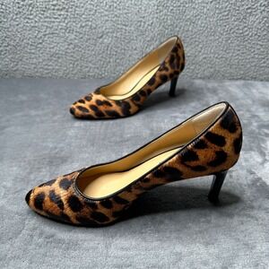 Talbots Sylvie Leopard Print Pony Hair Pointed Toe Classic Pumps Size 7‎ AA